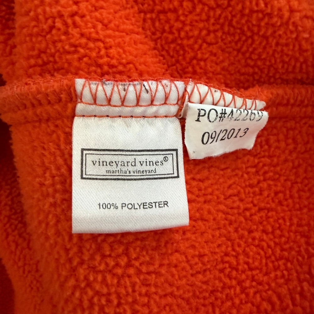 Vineyard Vines Mens Large Orange Fleece Quarter Zip Pullover Blue Trim 09/2013‎ - Picture 6 of 6